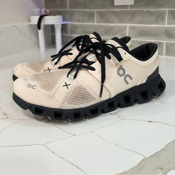 On Running Shoes - On Running Cloud X 3 Women’s Size 7.5 Color Fawn Magnet / Peach.